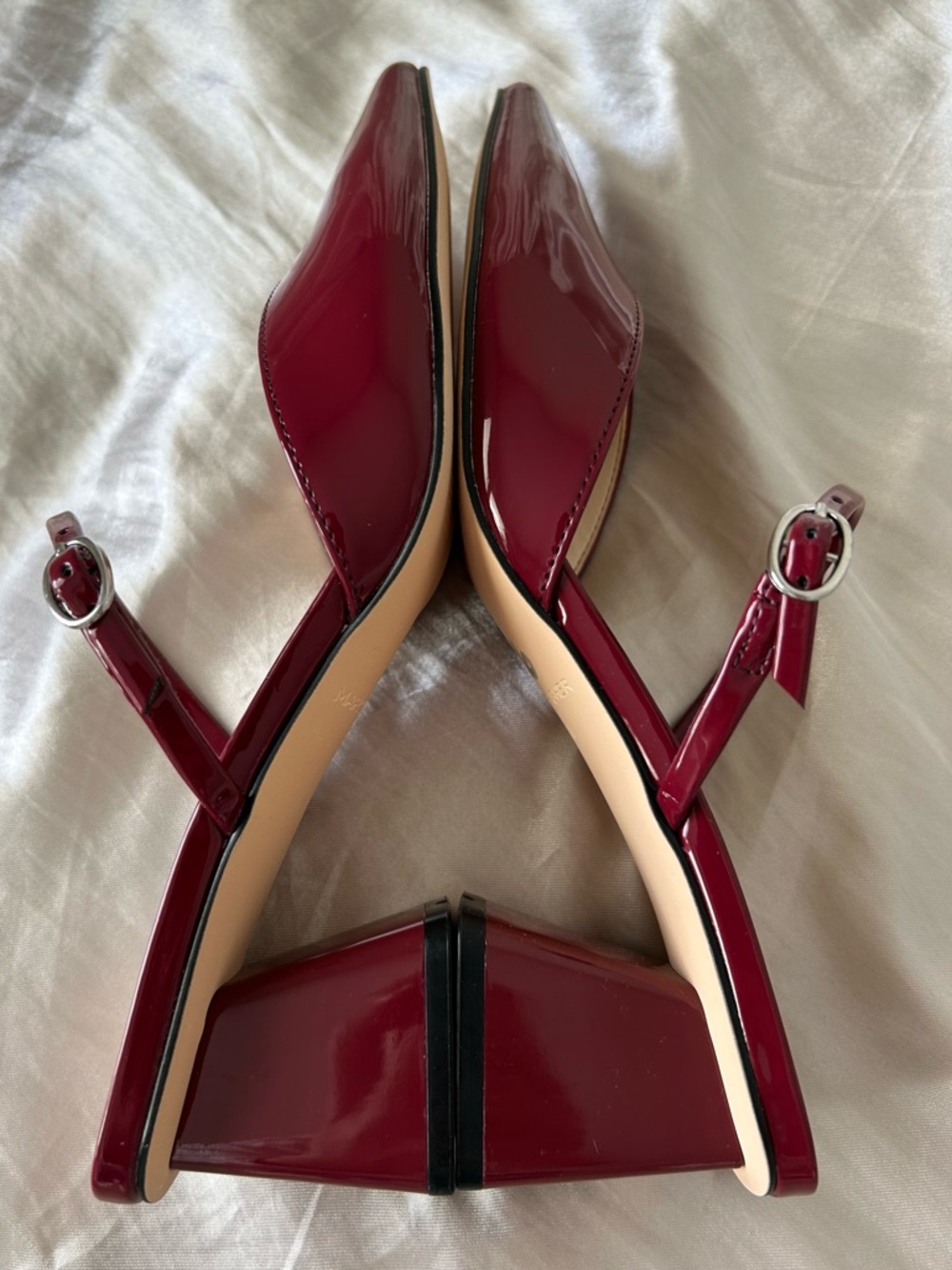 Marc Fisher Wine Patent Slingback Block Heel Pumps